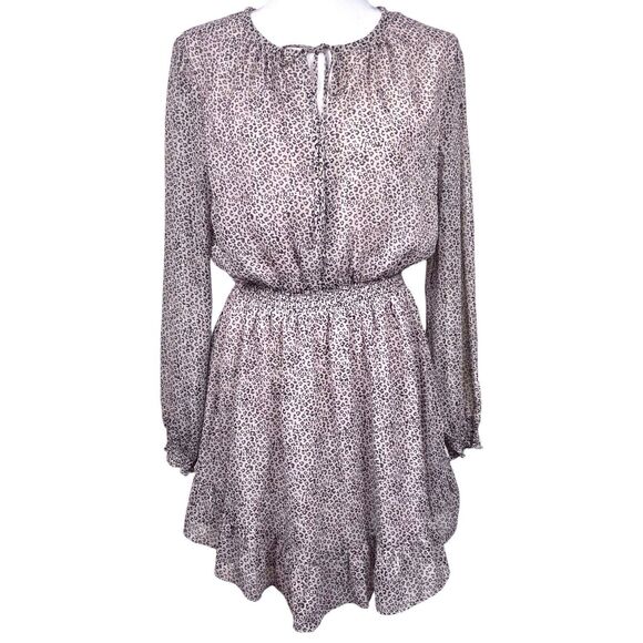 WAYF Laura Mini Dress Size Medium Animal Print Cheetah Stripe Long Sleeve EUC - Picture 3 of 15